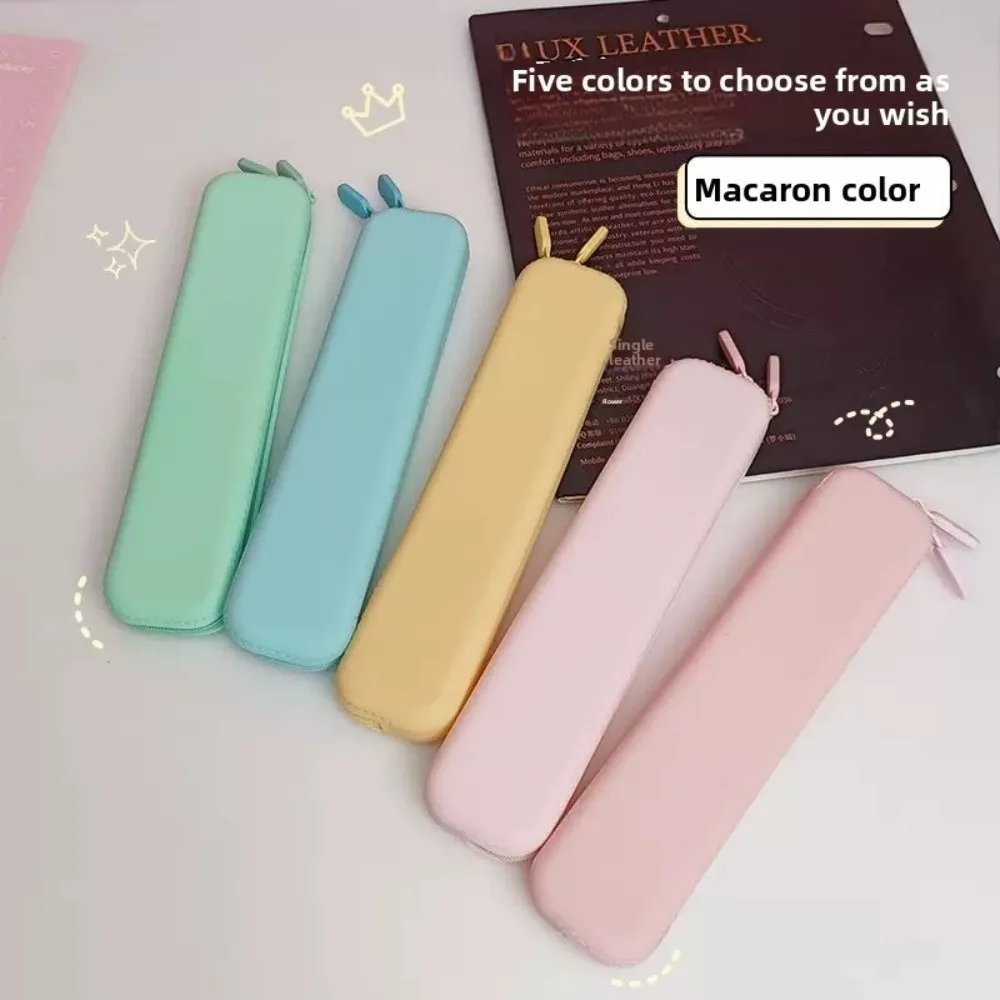 Durable Solid Color Silicone Pencil Case Multifunctional Long Pen Bag Soft Macaron Stationery Storage Bag Students Gift