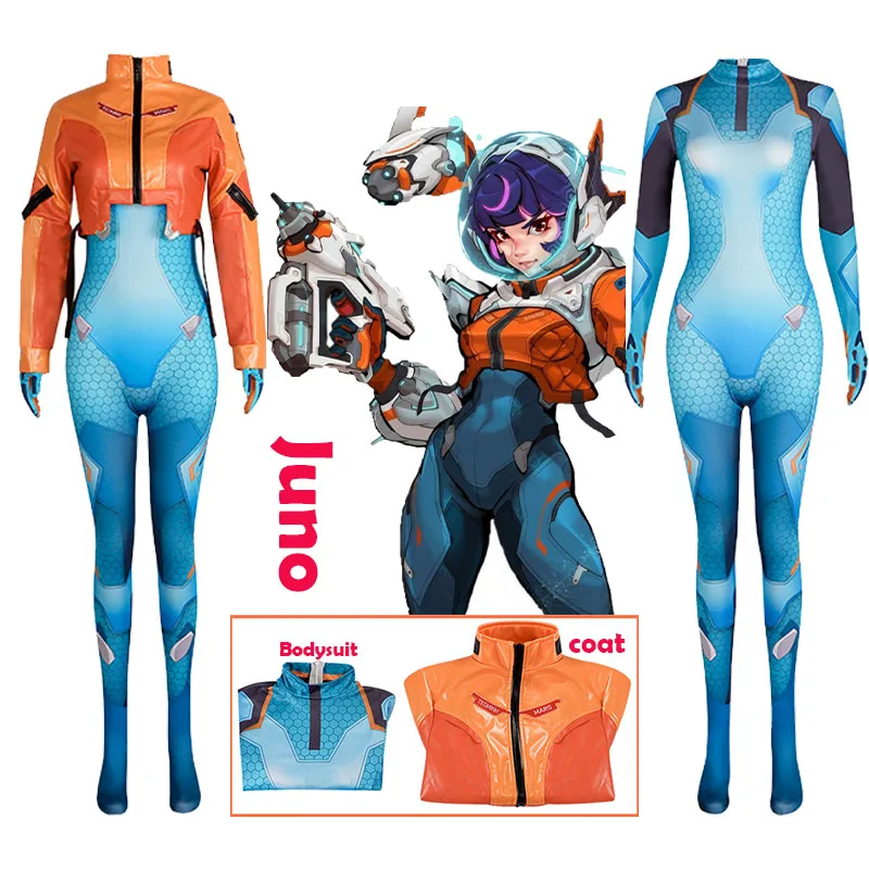 

WHH Anime Game Overwatch Costume Juno Cosplay Nice Bodysuit Coat Stage Performance Outfit Halloween Convention