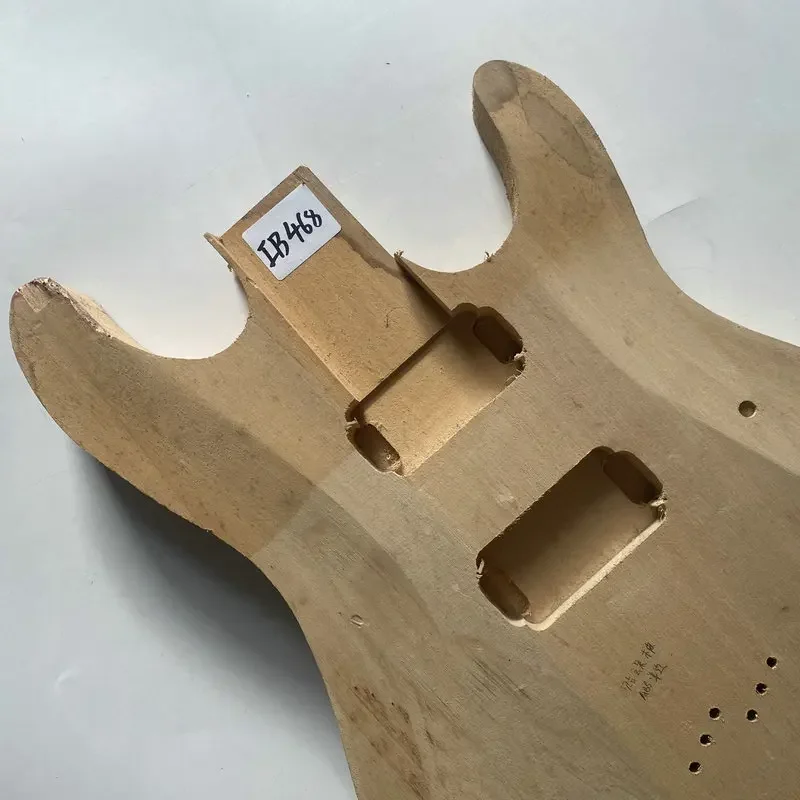 IB468 Wood Damaged ST Guitar Body String Through Body with 2 Humbucker Pickups Unfinished No Paints for DIY Right Hand Sales