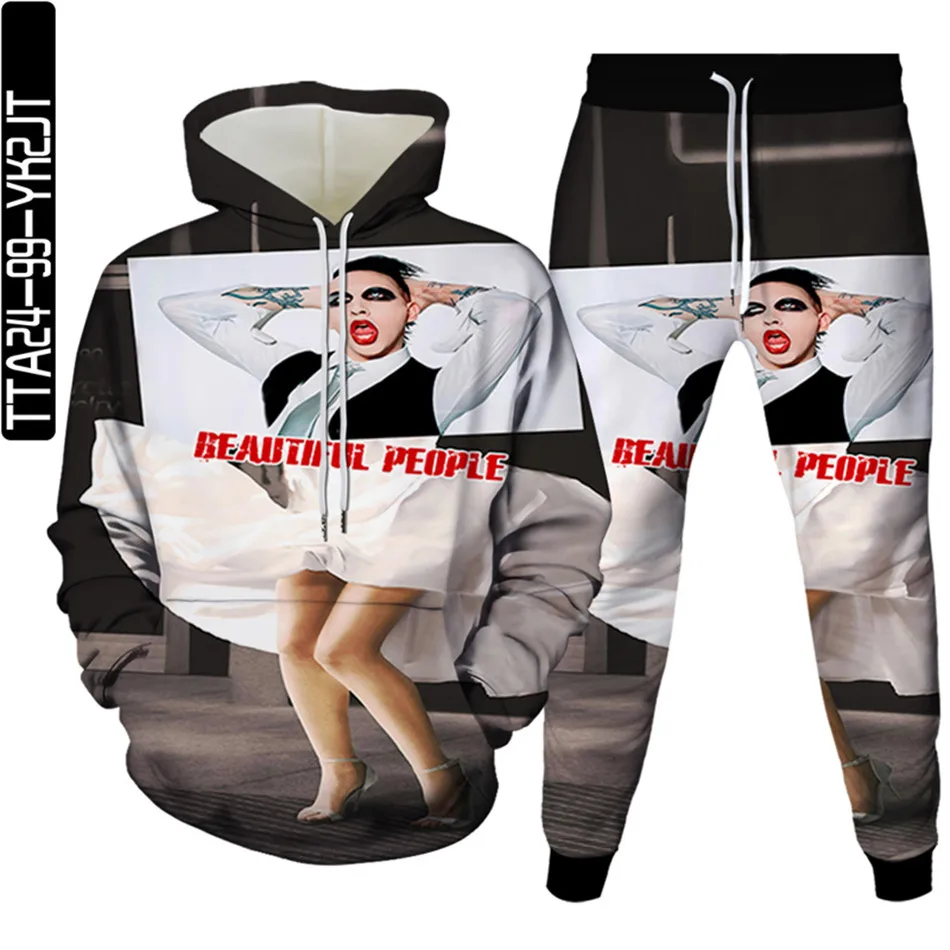 Famous Oil Painting Punk Skull 3D Print Men Tracksuit Women Hoodies+Trouser 2Pcs Sets Autumn Female Clothes Suit Plus Size S-6XL