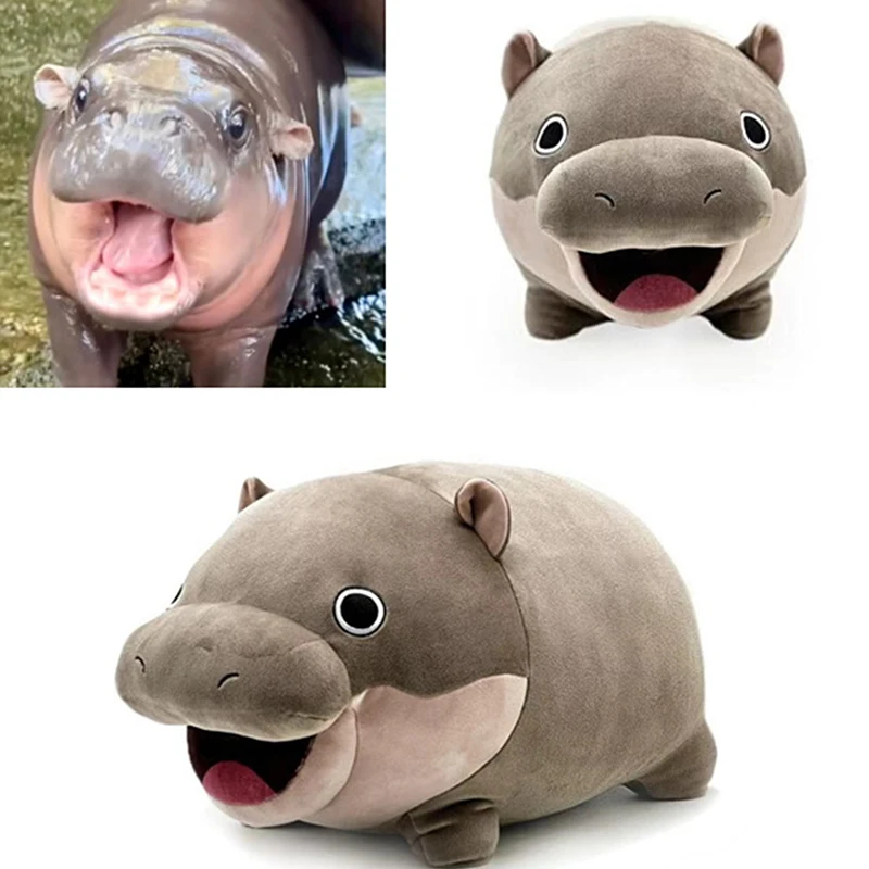 Moo Deng hipopótamo muñeco de peluche peluches juguetes de peluche almohada lindos niños niñas regalos de navidad almohada de animales de peluche