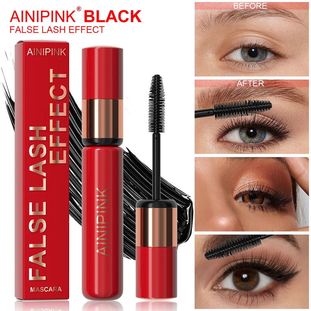 Ainipink Waterproof Fiber Lash Mascara Black Long-Lasting Formula Thick Curly Eyelashes Ideal Gift for Women