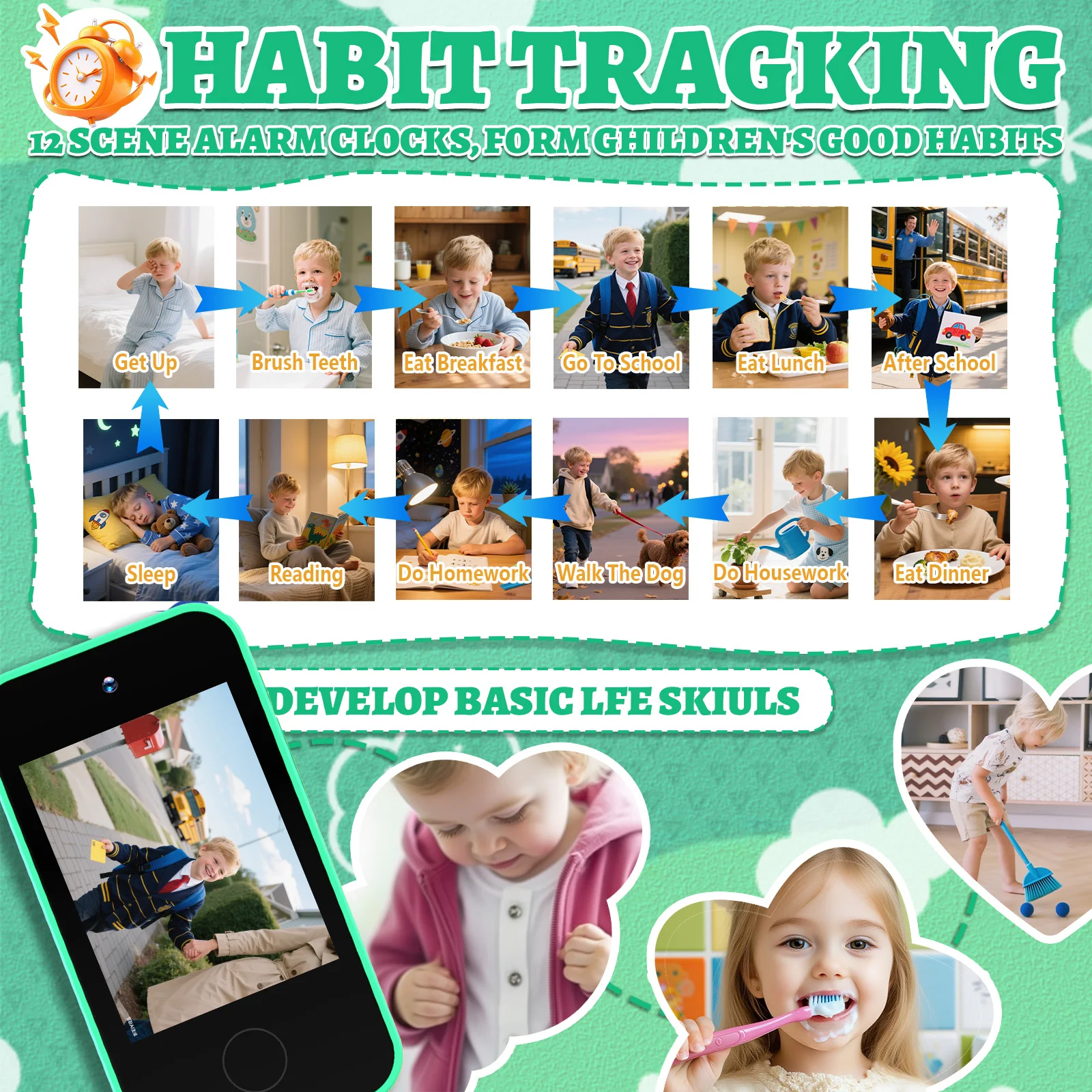 Téléphones jouets pour enfants avec double caméra, jouets d'apprentissage, cadeaux pour enfants de 4 ans, jeux de puzzle éducatifs, écran tactile 2.8 pouces, cadeau