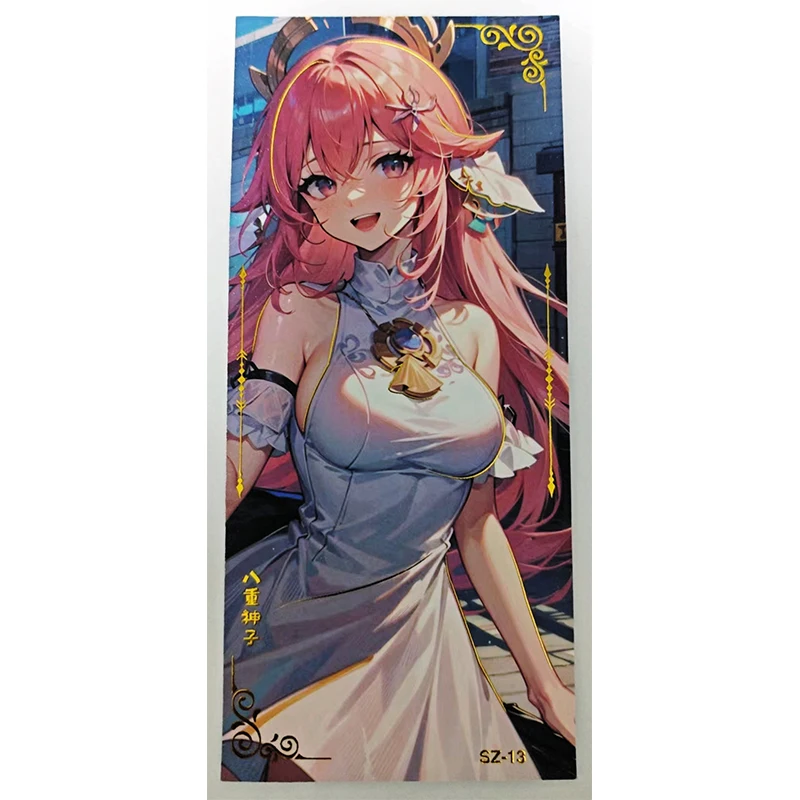 Anime Goddess Story Yae Miko Raiden Shogun Kafka Yor Forger tarjetas coleccionables de tres pliegues, regalos de cumpleaños y Navidad, juguetes de juego