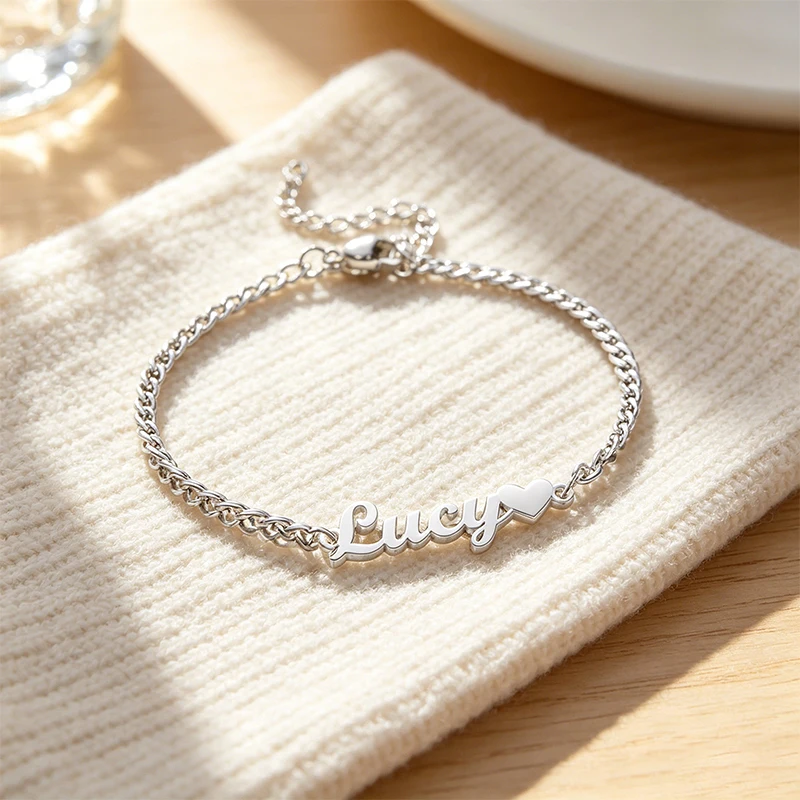 Personalized DIY Your Name Text Bracelet, Stainless Steel