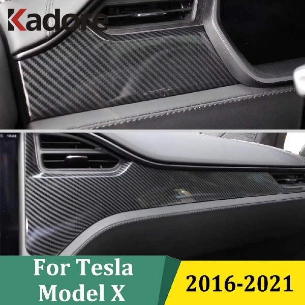 

Для Tesla Model X 2016 2017 2018 2019 2020 2021, передняя центральная панель управления, полосатая крышка, отделка салона, автомобильные аксессуары