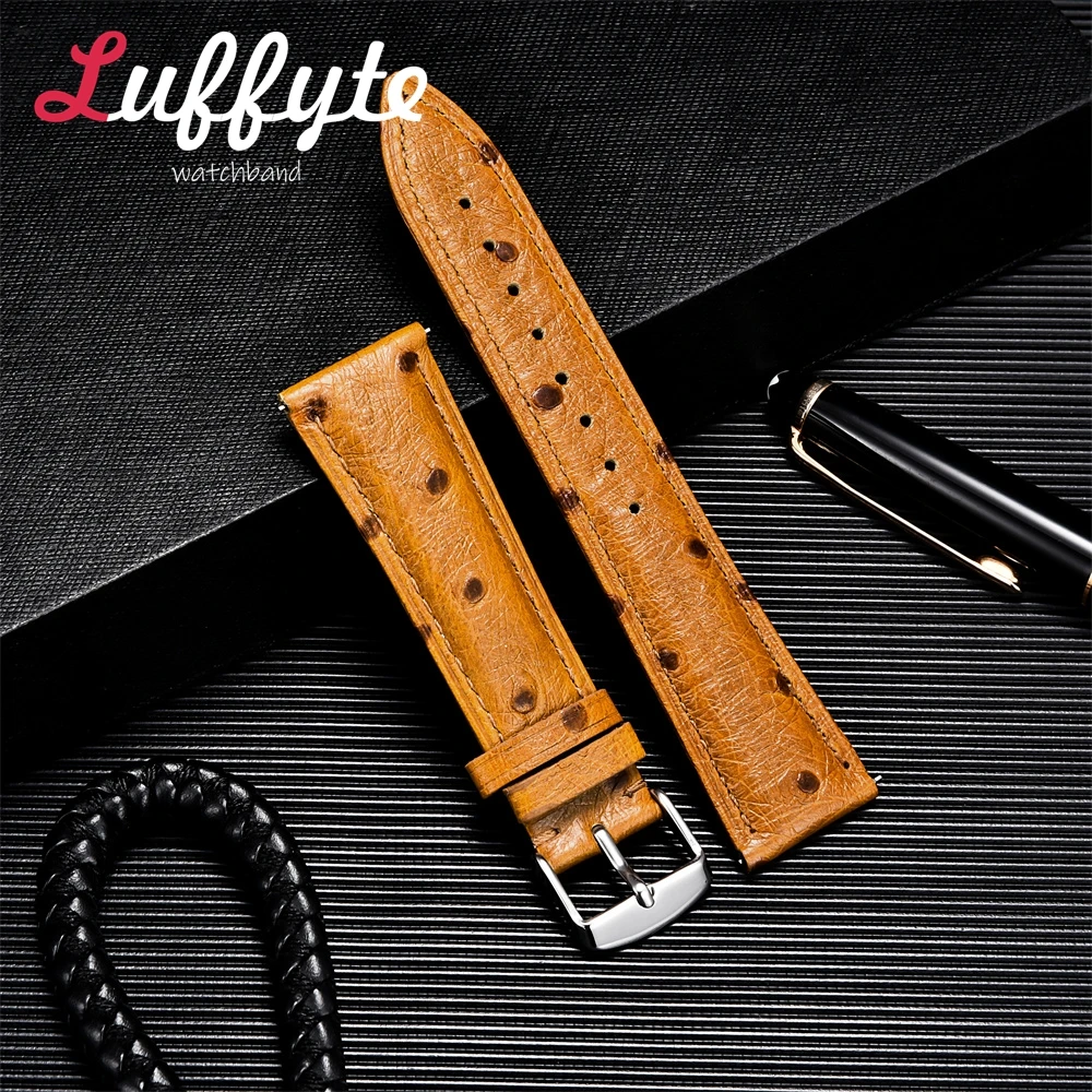 Ostrich Pattern Quick Release Watchband Accessories 18mm 20mm 22mm Universal Replacement Watch Band Wristwatch Strap