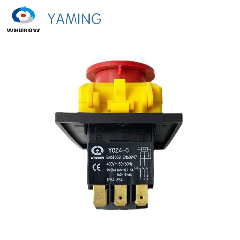 Electromagnetic Switch 400V 7 Pins Rotary Combined With Protection Cover Lock Waterproof Reset Push Button YCZ4-C