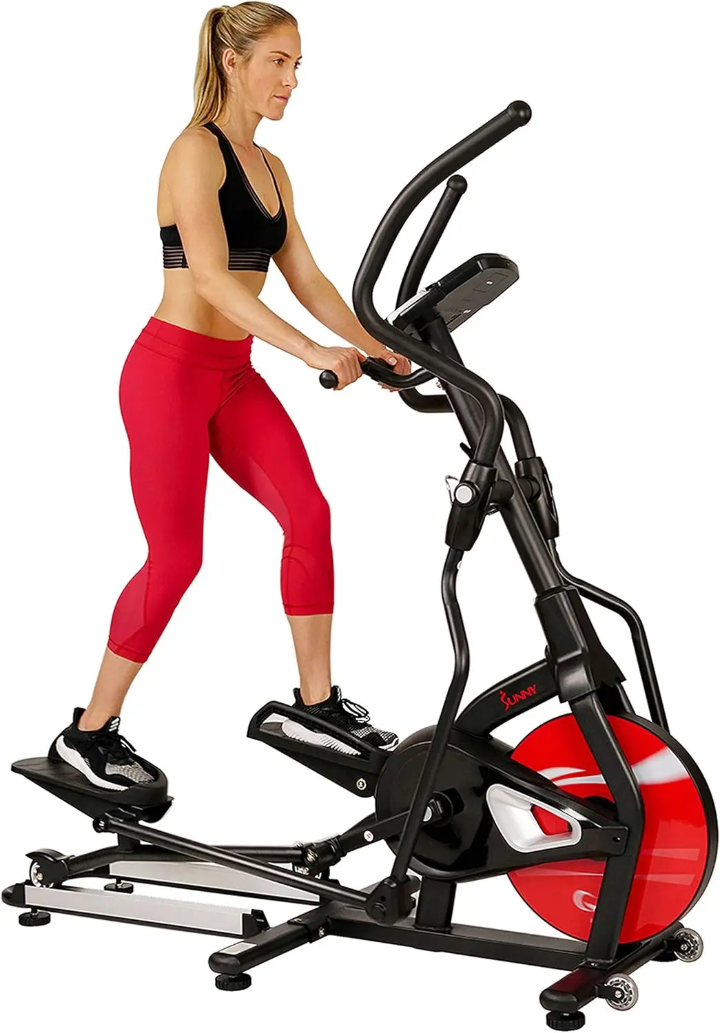 Sunny Health & Fitness Magnetic Elliptical Trainer Machine w/Tablet Holder, LCD Monitor, 265 Max Weight and Pulse Monitor