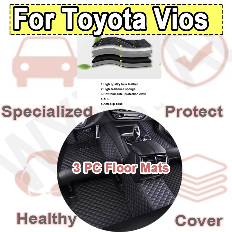 

Роскошные автомобильные коврики для Toyota Vios Yaris седан ATIV Limo XP150 2013 ~ 2022 Ковры Кожаный коврик Водонепроницаемый комплект напольных ковриков Автомобильные коврики