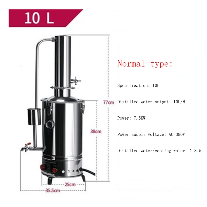 Lab Pure Water Distiller Electric Stainless Moonshine Still Filter And 29pcs 24/40 Chemistry Glassware Kit