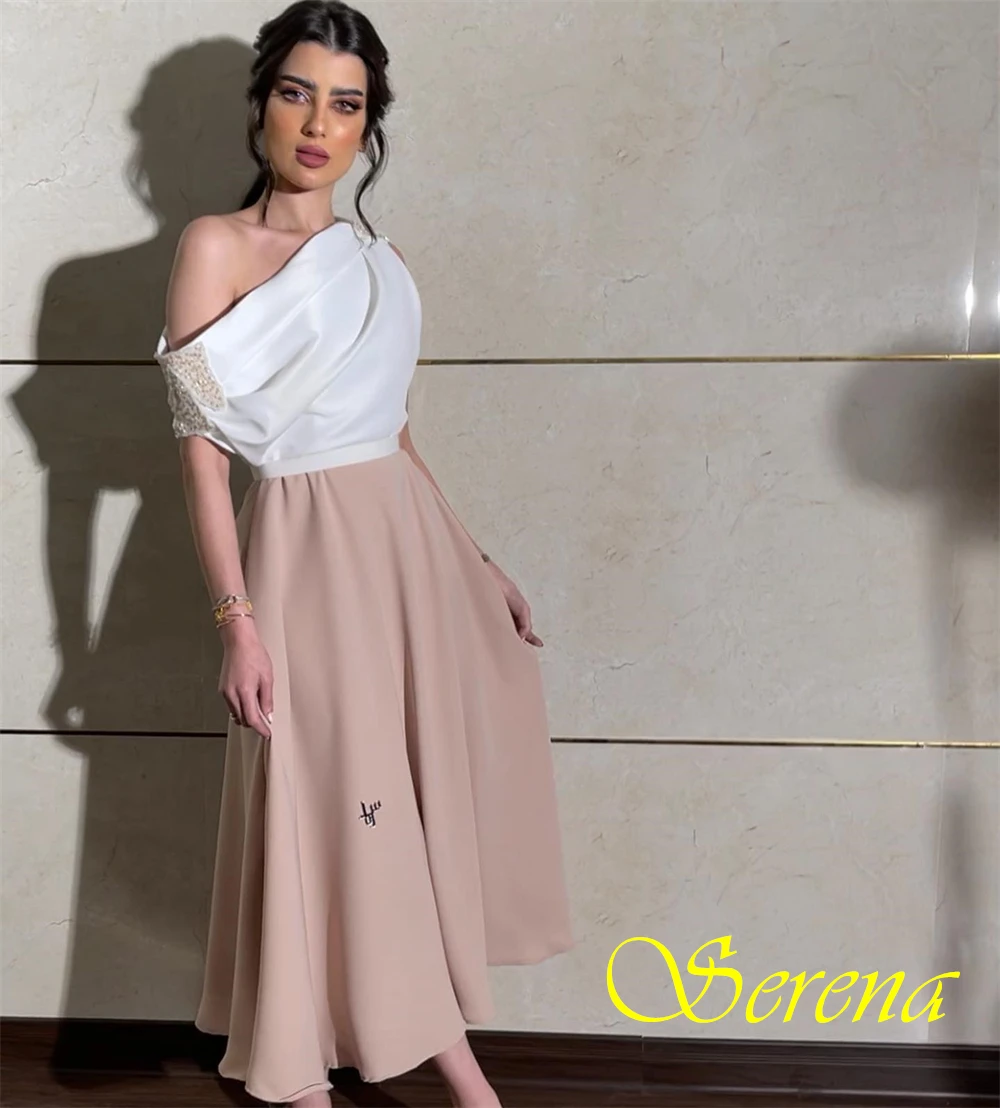 Customized Delicate Boat Neck Evening Dress Elegant Jersey Cocktail Dress Luxury Short Sleeves Special Occasion Gowns