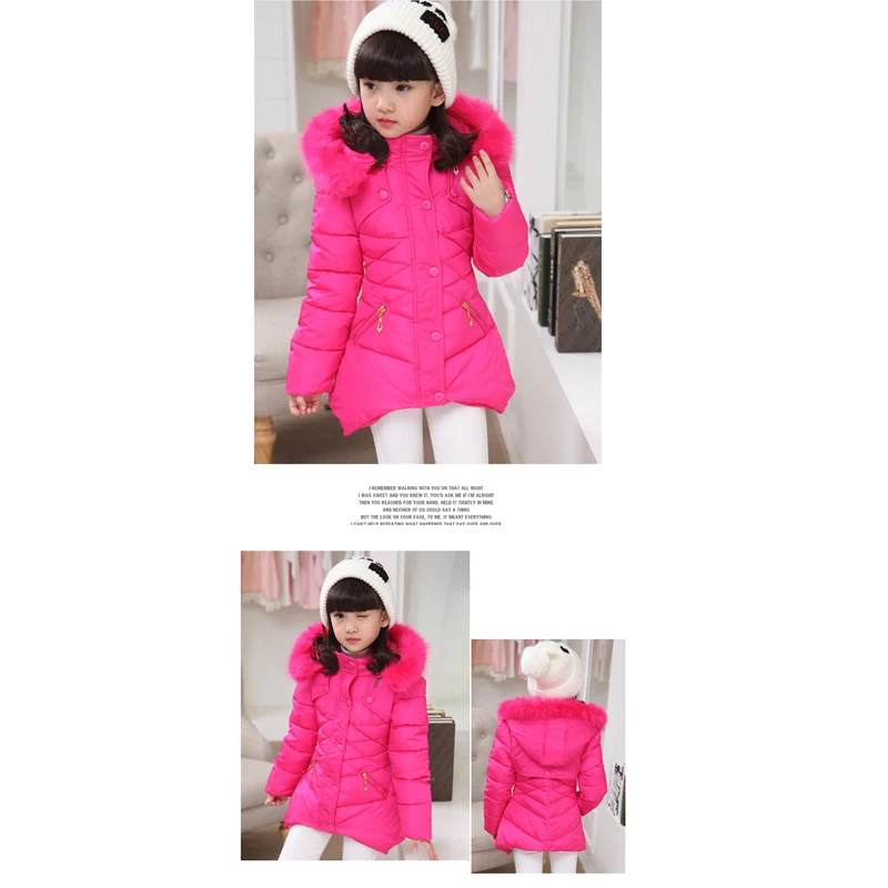 Winter Kids Coat Outdoor Casual Solid Color Thick Hooded Girls' Cotton Padded Jacket Fashion Windproof Warm Jacket Kids Clothing