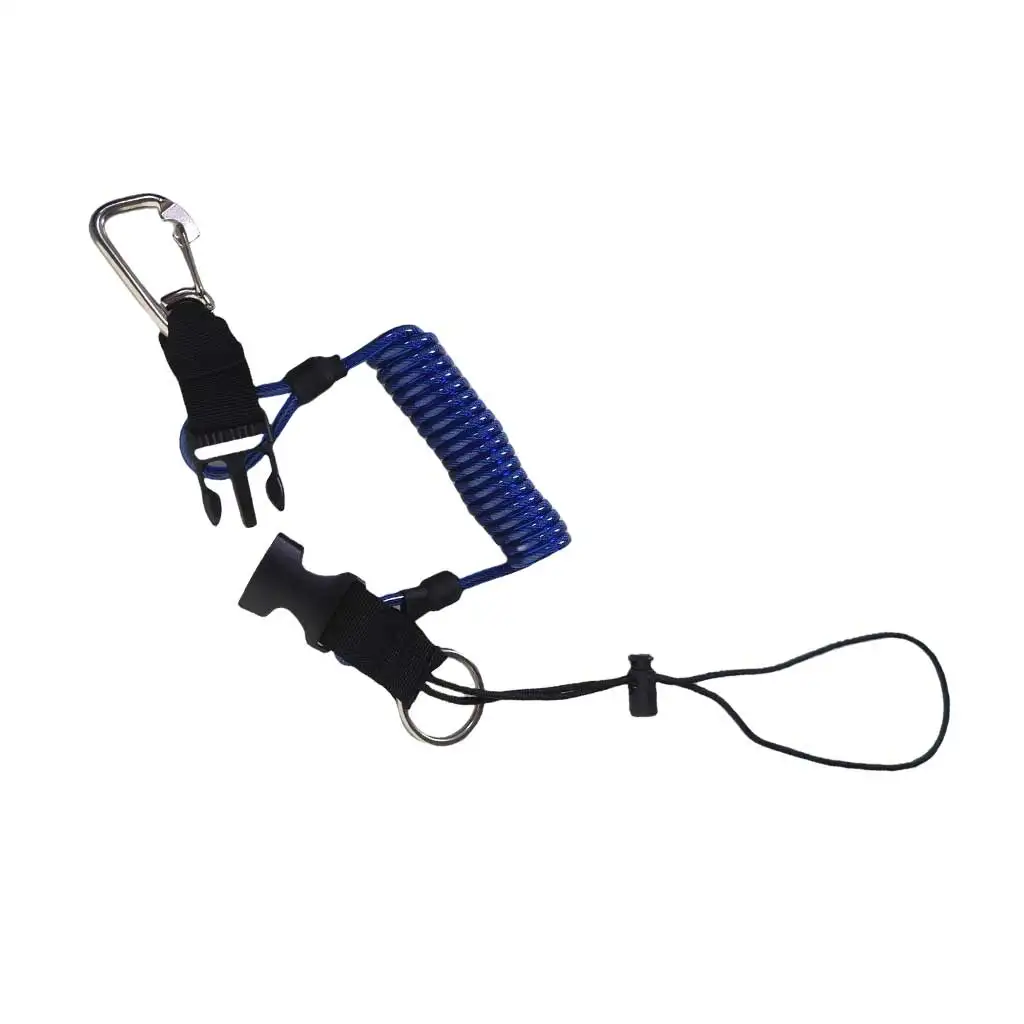 Scuba Safety Diving Lanyard Spiral Spring Coil Lanyard Swivel Hook TPU Camera Anti-lost Rope with Quick Release Buckle
