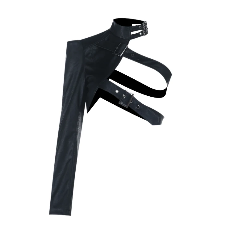 أرجواني XN القوطية الظلام كم واحد مشبك الرسن بولي ملابس علوية من الجلد غير المتماثلة موضة جديدة فاسق المرأة بلايز قصيرة جاكيتات الشارع الشهير