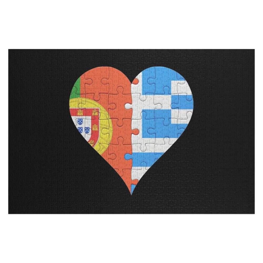 Portuguese Greek Flag United Heart Jigsaw Puzzle Personalized Toys Photo Custom Puzzle