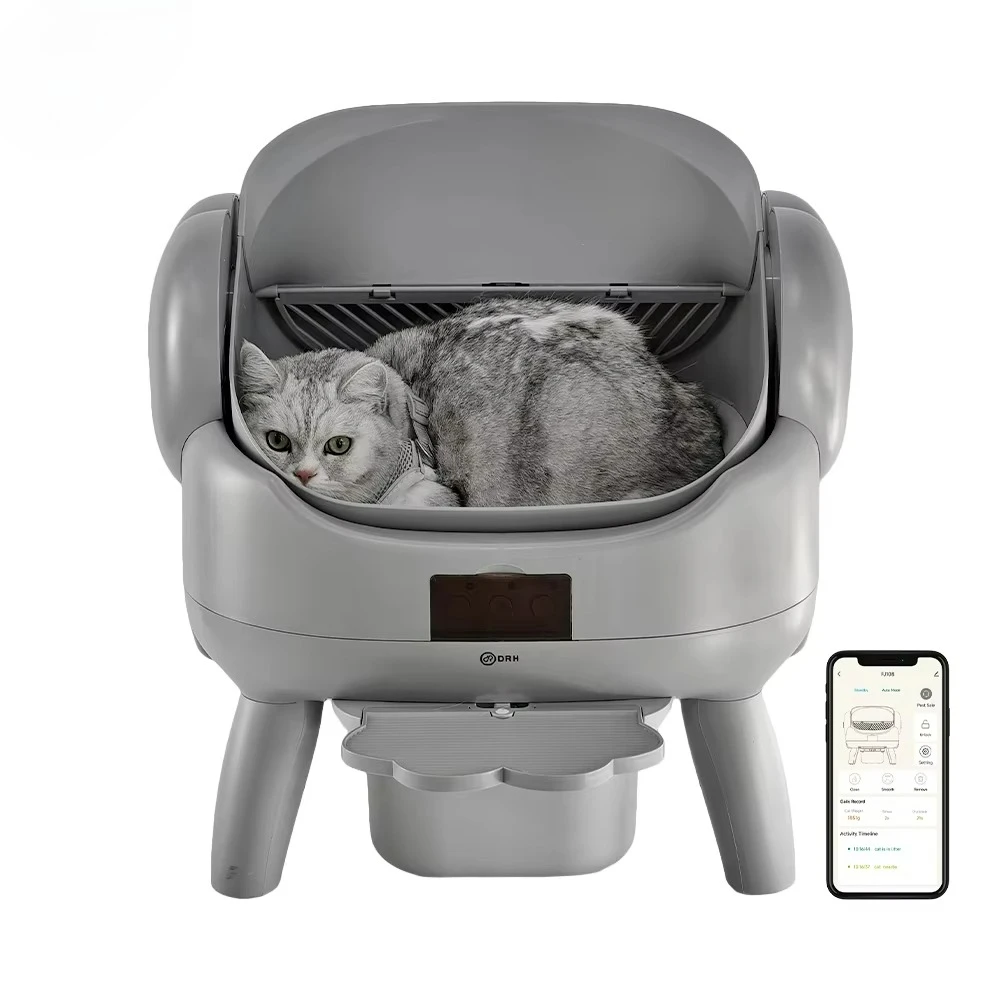 

Automatic Cat Litter Box APP Control and Weight Monitoring Ultra-Quiet Self Cleaning Litter Boxes Safe Anti-Pinch Litter Box