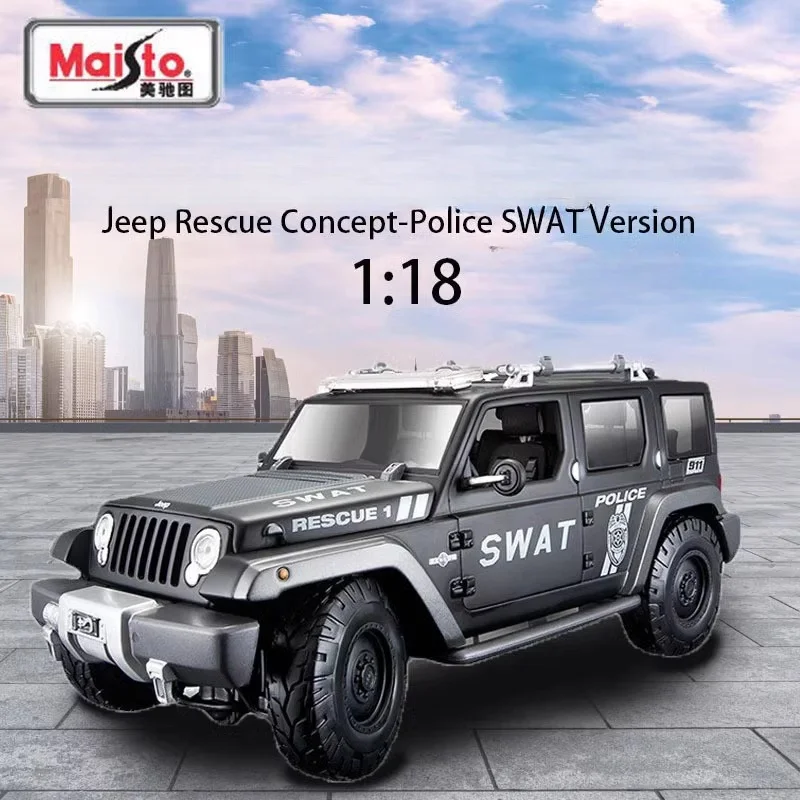 1:18 Jeep Rescue Concept Off-road alloy die-cast miniature simulation car model, adult decoration, boy toys, children's gifts