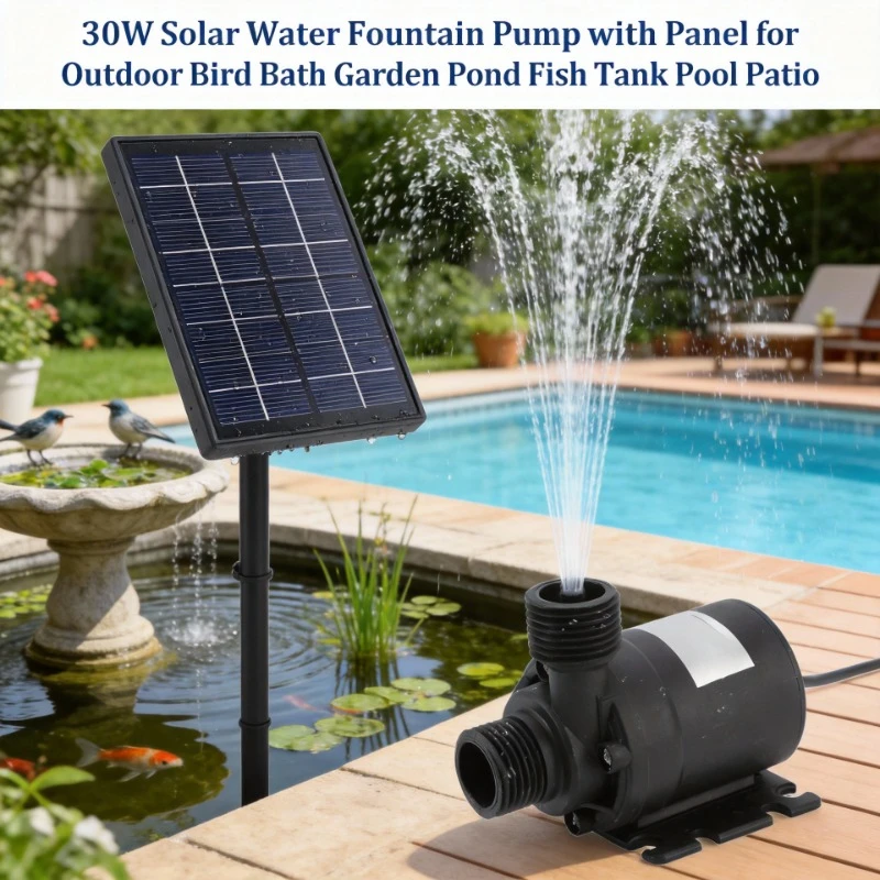 

30W Solar Water Fountain Pump with Panel for Outdoor Bird Bath Garden Pond Fish Tank Pool Patio