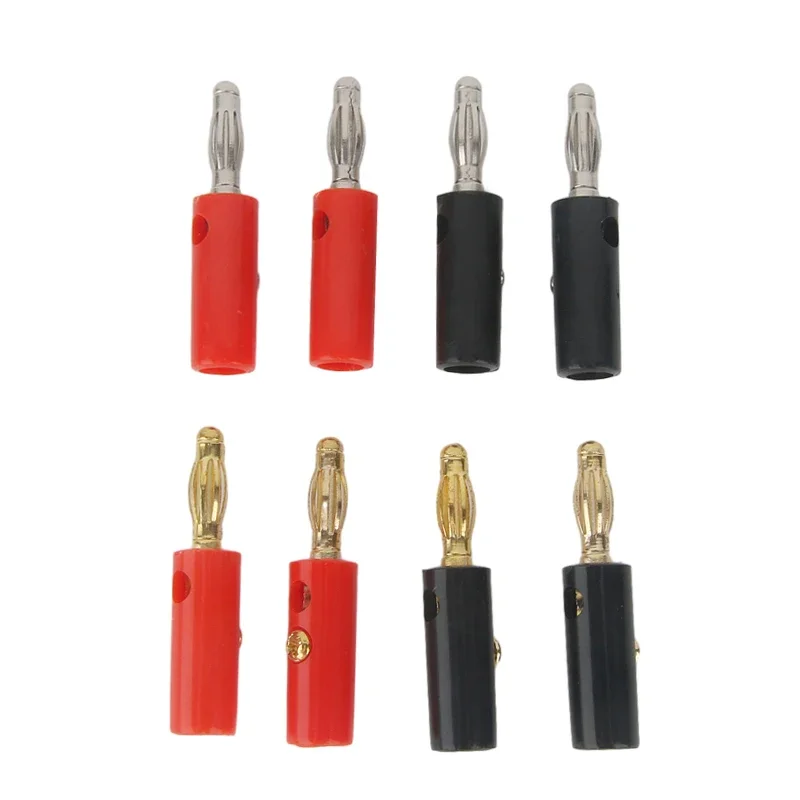 10pcsAudio Speaker Screw Banana Gold Plate Plugs Connectors 4mm IN STOCK FREE SHIPPING Black Red Online Wholesale Golden