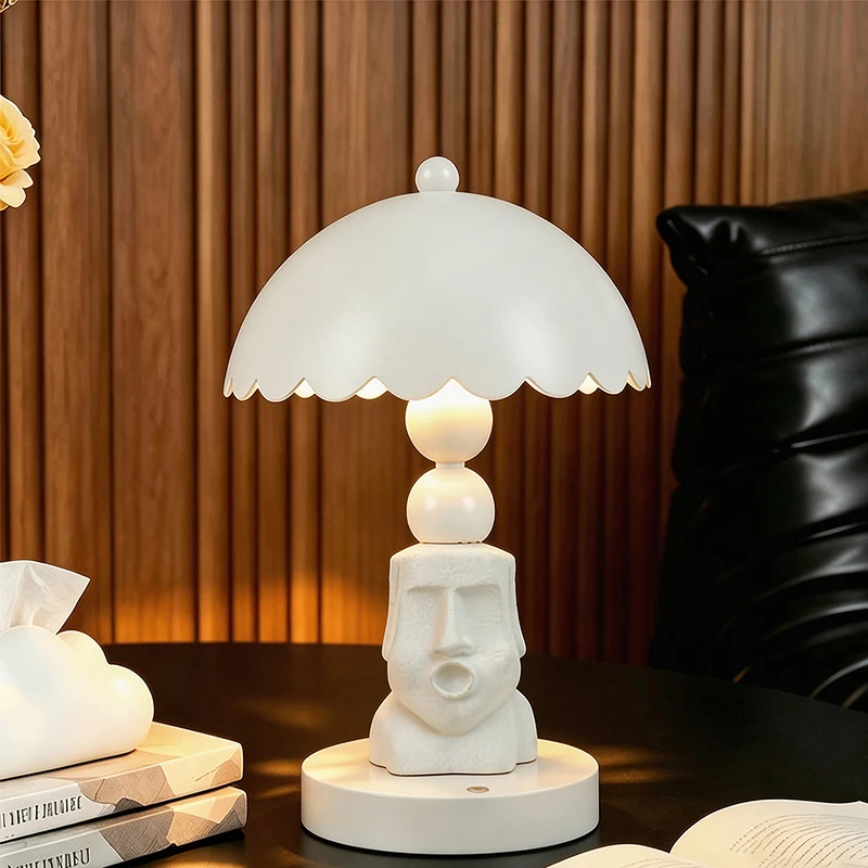 Moai Easter Island Statue Table Lamp Mushroom Night Light USB Rechargeable 3 Color Dimmable Back to School Dorm Bedroom Gift