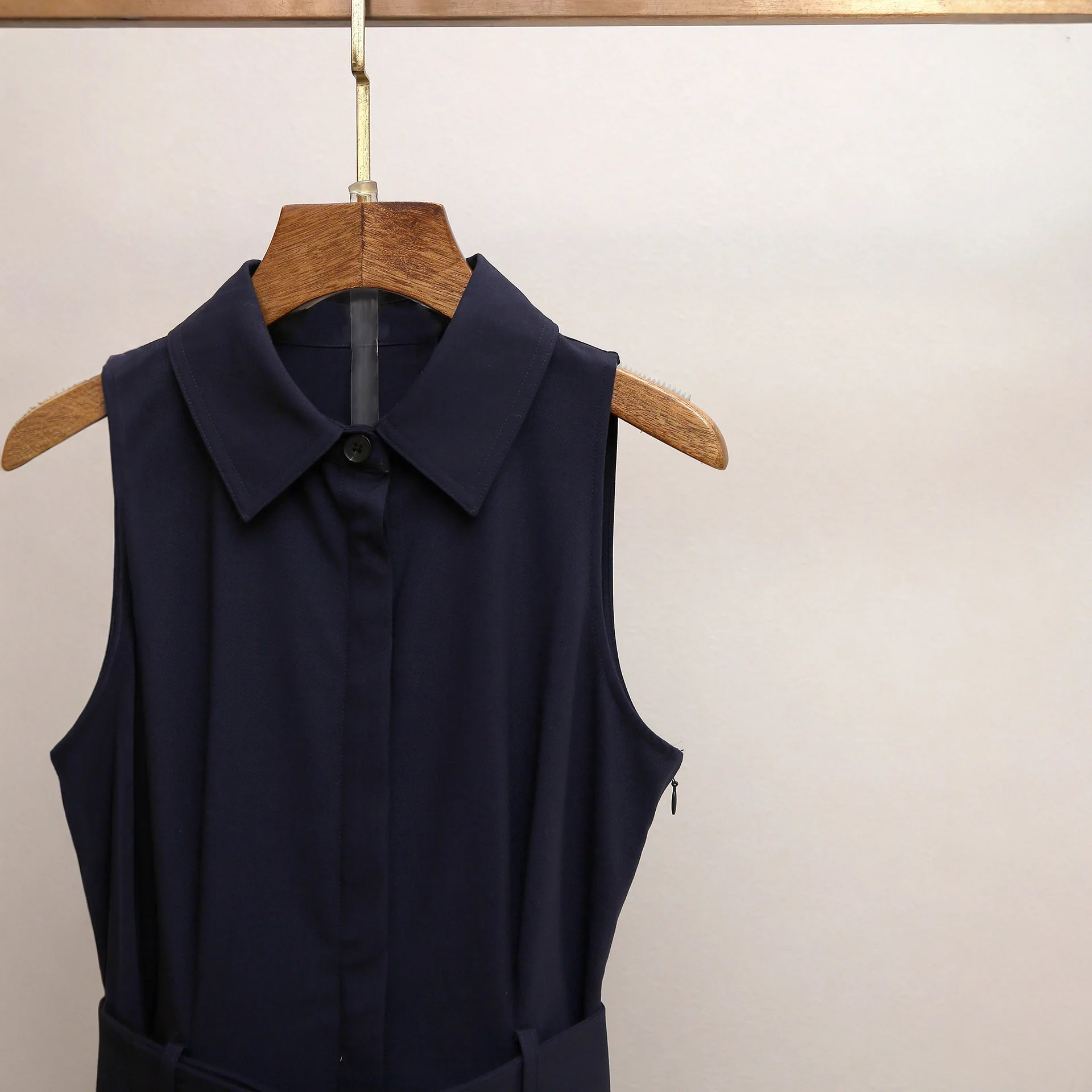 가을 신상 우아한 헵번 스타일 A라인 플레어 민소매 슬림핏 칼라 원피스