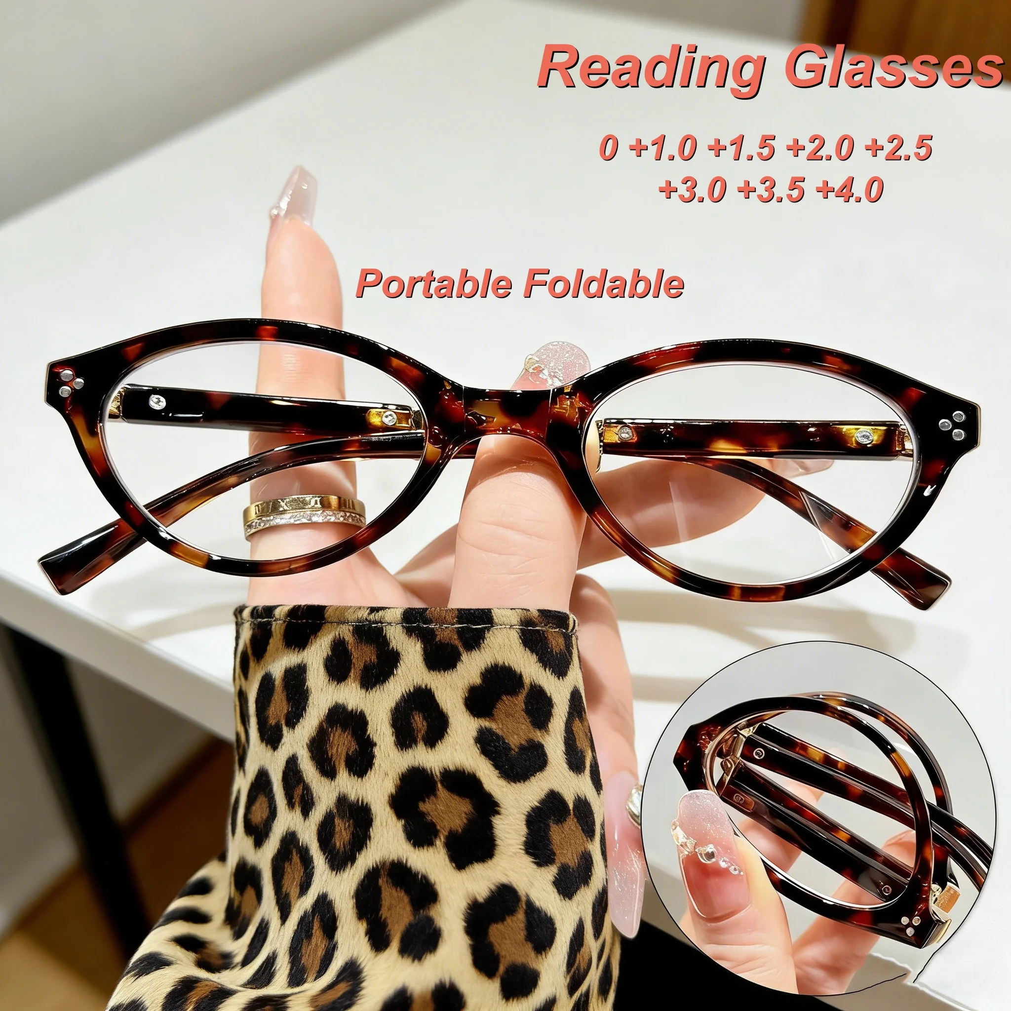 

2026 New Fashionable Portable Folding Women's Reading Glasses Retro Ultra Light Neutral High Quality Anti Blue Light Glasses