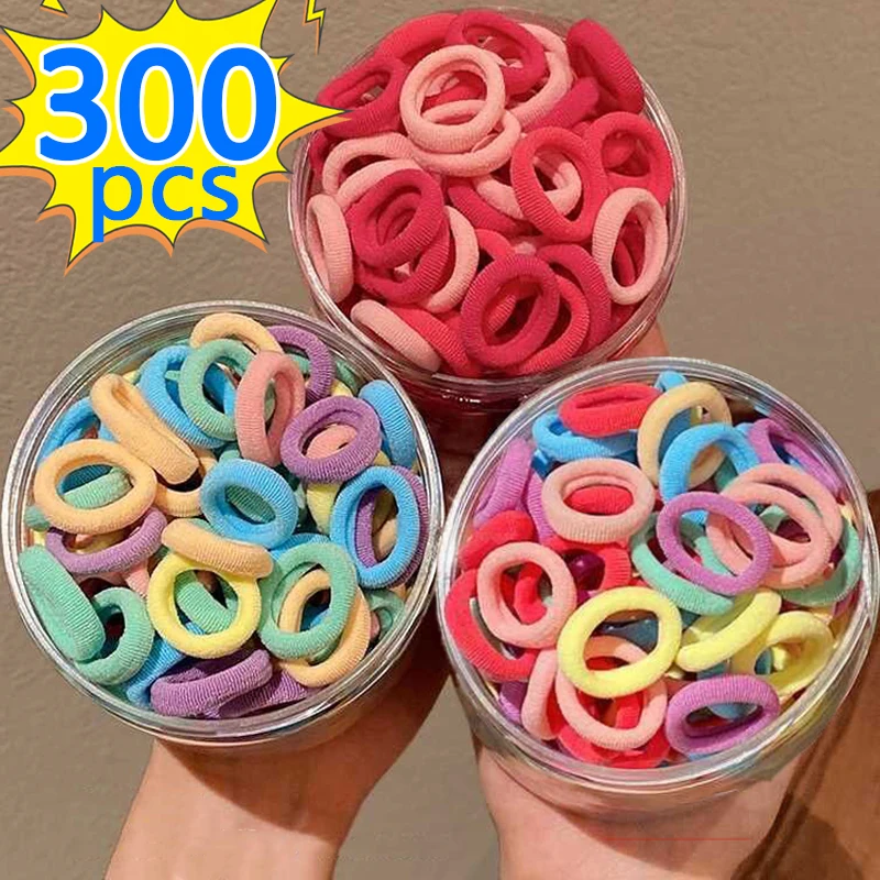 Mini Hair Rubber Bands Girls Kids Ponytail Holder Scrunchie Colorful Basic Nylon Ealstic Headwear Hair Accessories Wholesale