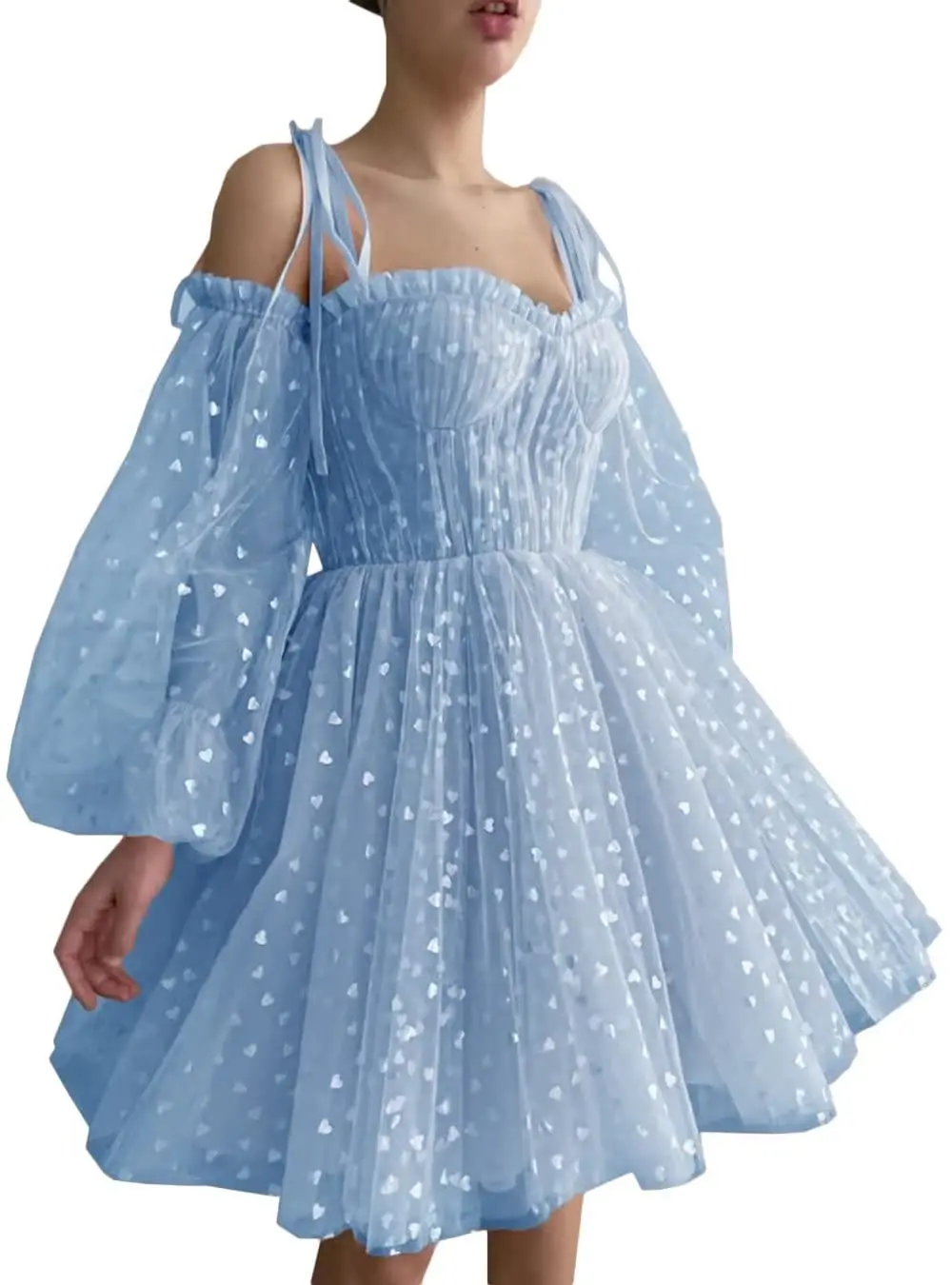 Tulle Homecoming Dress for Women Puffy Sleeve Sweetheart Short Prom Party Gowns