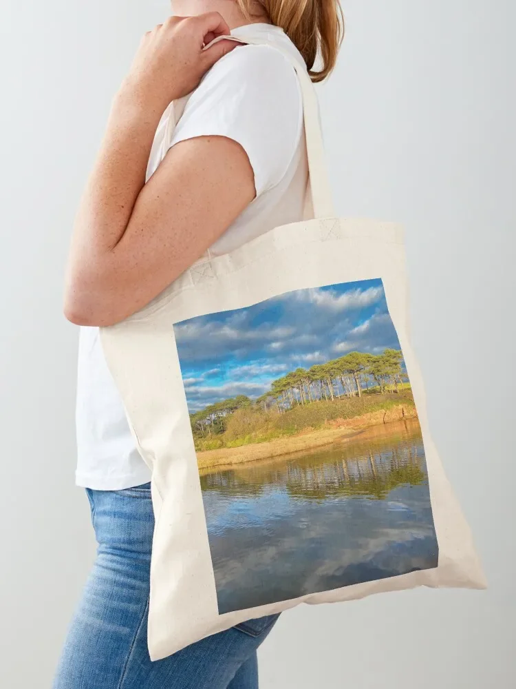 River Otter mouth at Budleigh Salterton beach Tote Bag Canvas bag for women female bag for beach