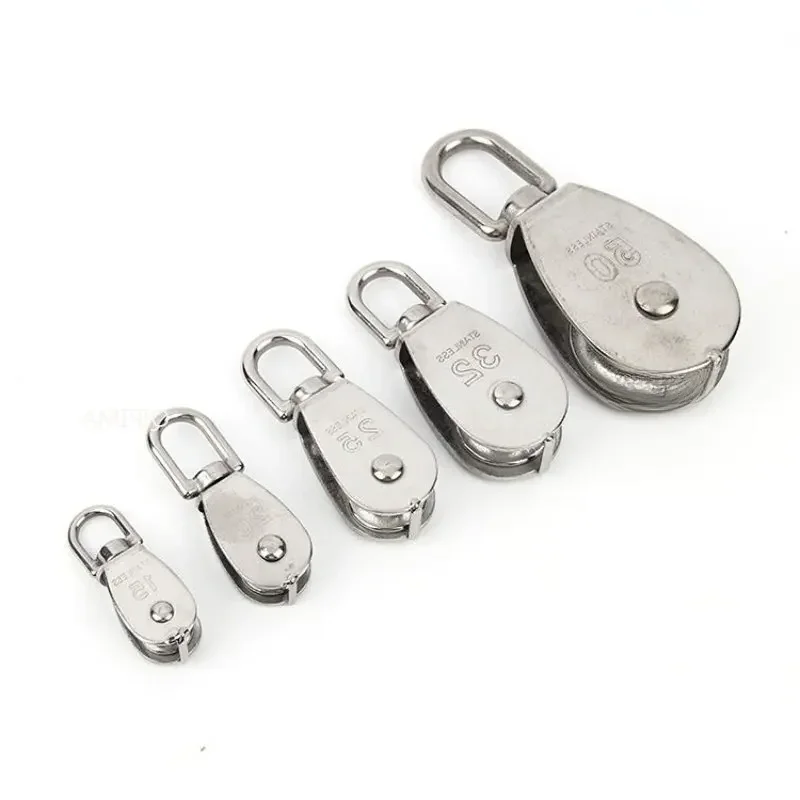 1Pcs Stainless Steel Pulley M15/M20 M25 M32 M50 Single Wheel Swivel Lifting Rope Pulley Set Lifting Wheel Tools