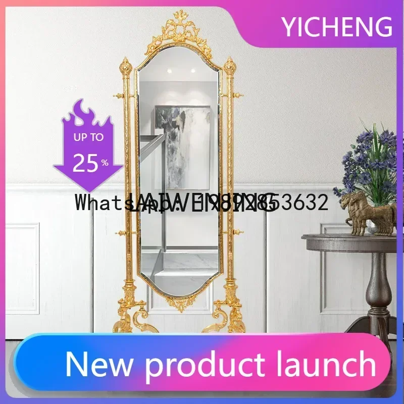 b196 Fashion Luxury Dressing with Wheels Movable Crystal Fitting Golden Bronze Mirror