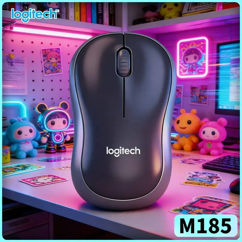 Logitech M185 Grip-Comfort Mouse 1000 DPI Optical Sensor 10m Range 12-Month Battery Auto-Sleep Energy-Saving Work Tool