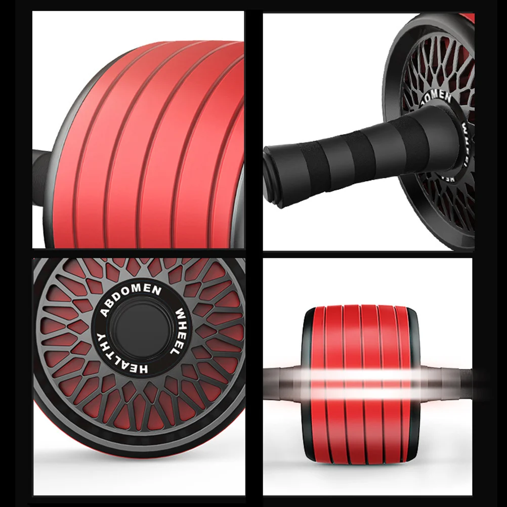 عجلة اللياقة البدنية الهادئة للبطن باللون الأحمر خفيفة الوزن ومضادة للانزلاق، أسطوانة اللياقة البدنية للرجال والنساء، معدات فقدان الوزن #1