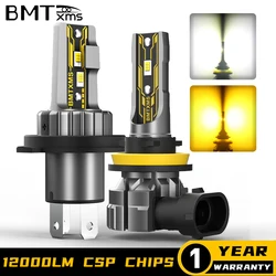 BMTxms 2PCS H7 LED Car Haedlight H4 Hi Lo H1 LED H8 H9 H11 60W 12000LM White Yellow Auto Fog Light 12V LED Bulb Car Driving Lamp