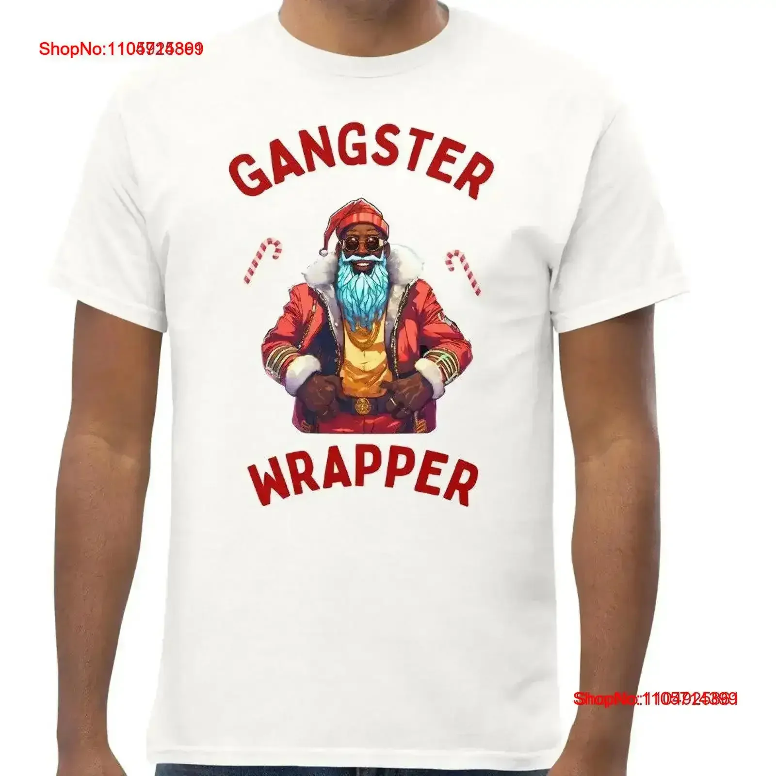Christmas Santa Rapper Wrapper T Shirt vintage Washed Slightly homme Versatile fashion graphic streetwear Breathable vintage