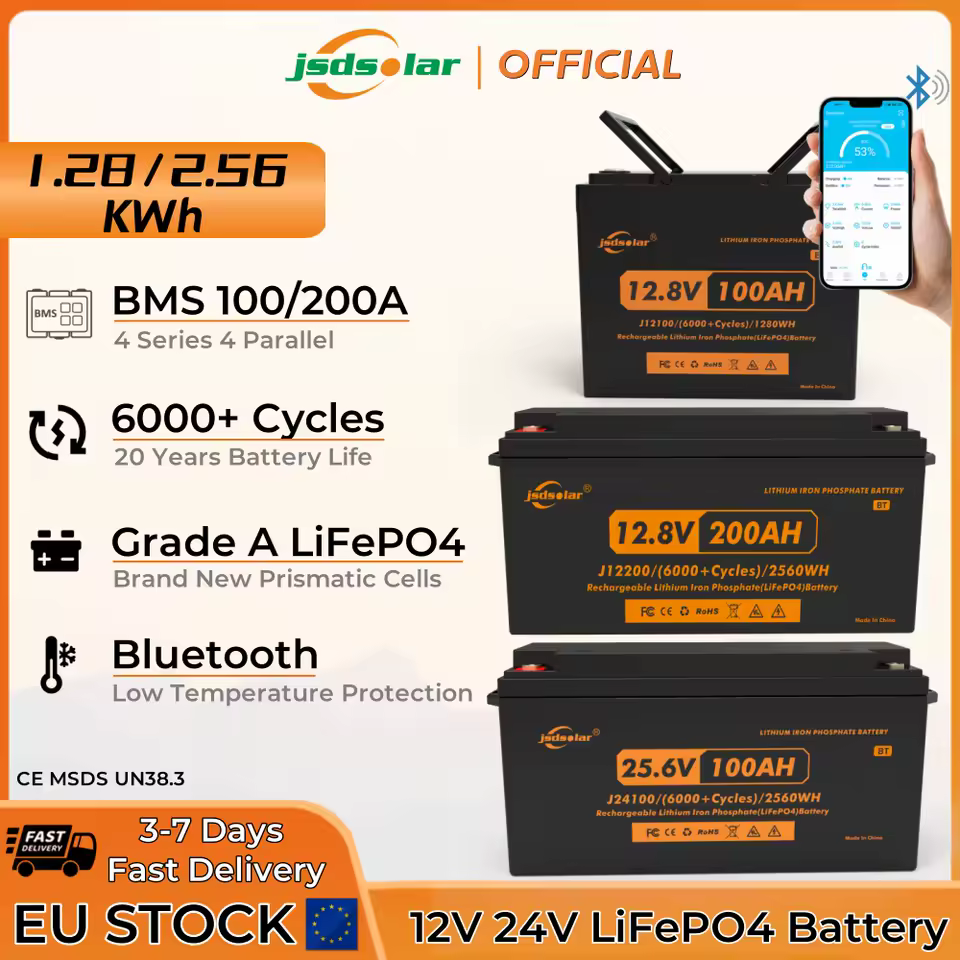 New Jsdsolar 12V 24V LiFePO4 Bat