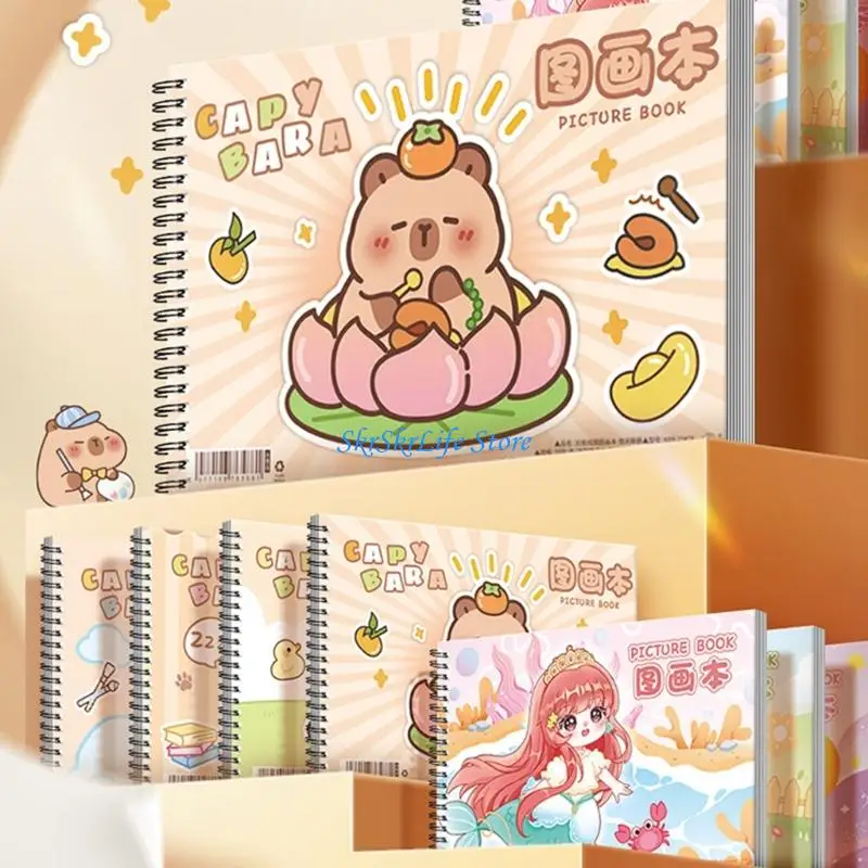 E65E دفتر رسم مزدوج لفائف 100GSM دفتر رسم ورقي سميك مجلة رسم محمولة لرسم الطالب الفنان #5