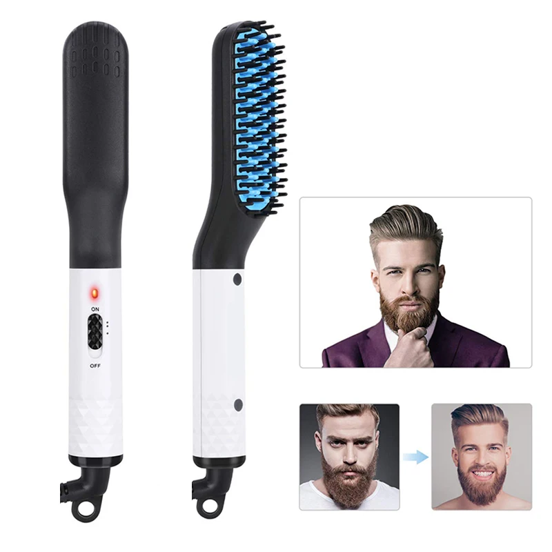 

Hot Selling Multifunctional Men'S Beard Straightener Portable 2-In-1 Hair Straightener Brush Salon Men'S Styling Tool