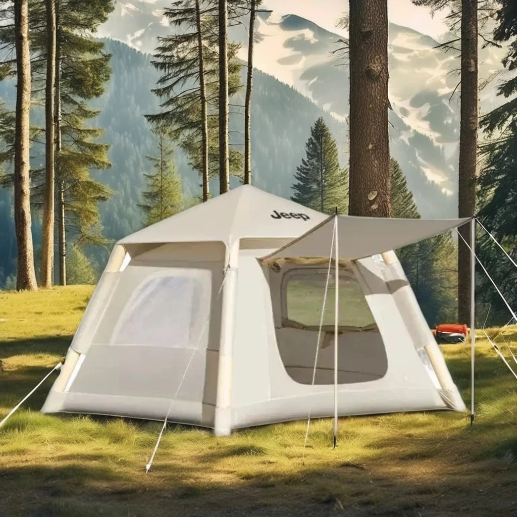 

Inflatable Camping Tent Outdoor Waterproof Shelter With Quick Setup And Thick Material For Family And Travel Use