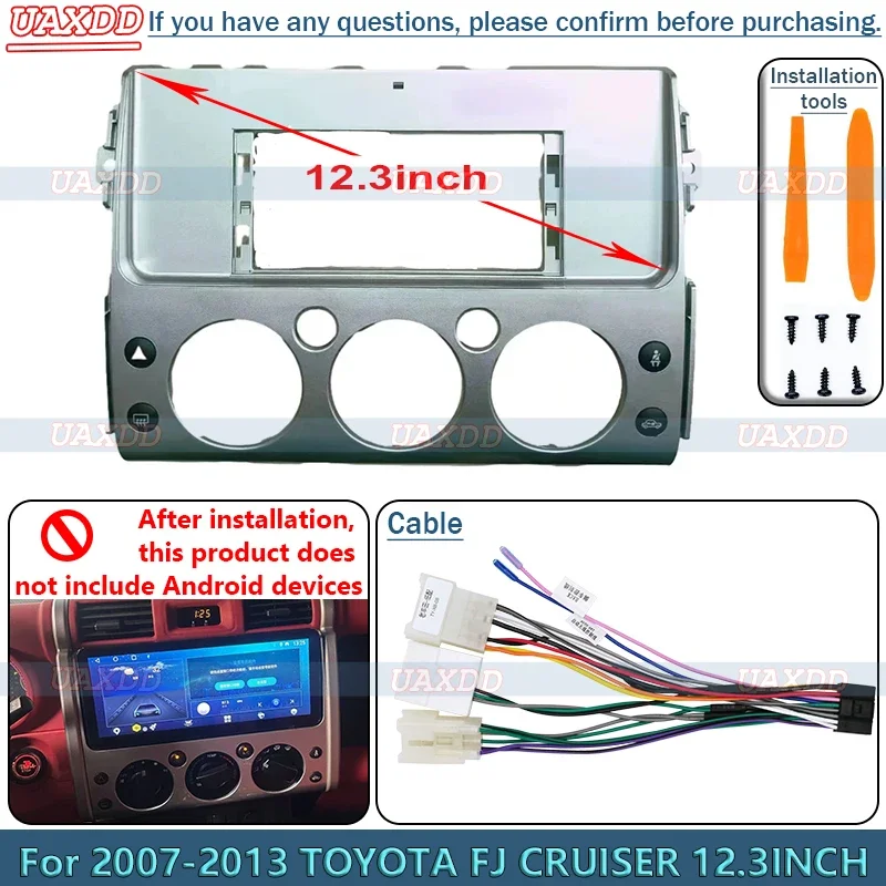 For TOYOTA 2007-2013 FJ CRUISER 12.3INCH Android Radio Stereo Frame Panel Fascia Harness Audio Player Video Cable Video Screen