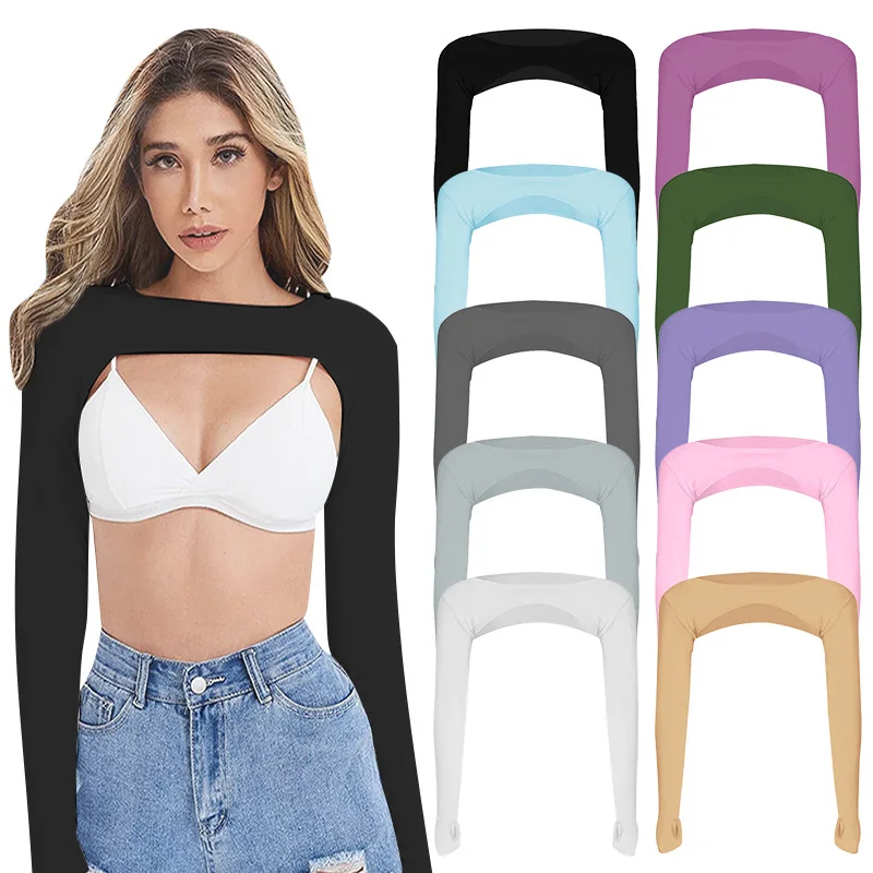 Summer Shawl Arm Sleeves Sport Arm Sleeves Women Crop Top Long Sleeve T-Shirts Muslim Arm Sleeves Breathable Sunscreen Arm Cover