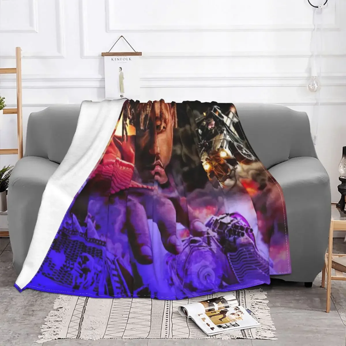 

Juice Wrld Plaid Baby Blanket Coral Fleece Plush Spring Autumn Album Rapper Throw Soft for Bedding Outdoor Plush Thin Quilt