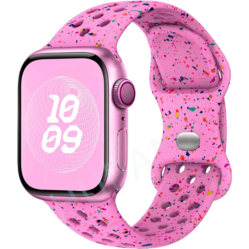 Sportarmband für Apple Watch Band 44 mm 45 mm 46 mm 49 mm/38 mm 40 41 mm Farbige Partikel Gummiband IWatch Ultra 11 10 9 8 7 6 5 SE
