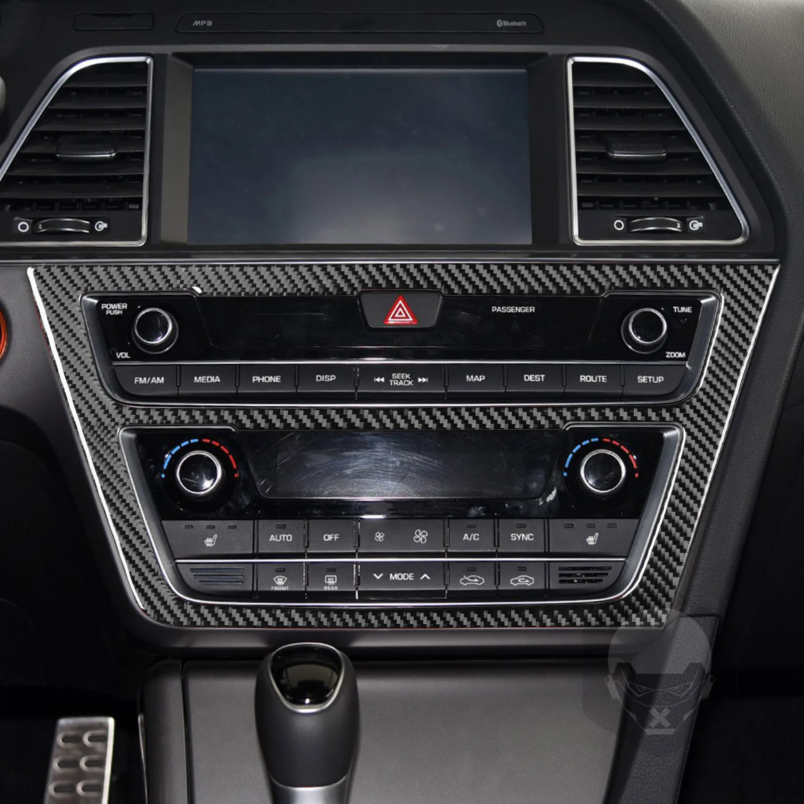 For Hyundai Sonata 9th 2015-2017 Accessories Carbon Fiber Center Console Radio CD AC Panel Cover Car Interior Decoration Sticker