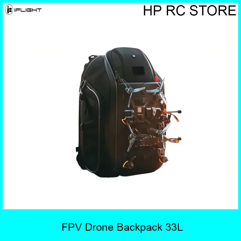 IFlight FPV Drone Backpack 33L, 530x340x260mm with Resizable Compartments & RGB LED Power Module, for RC Quadcopter Travel Case