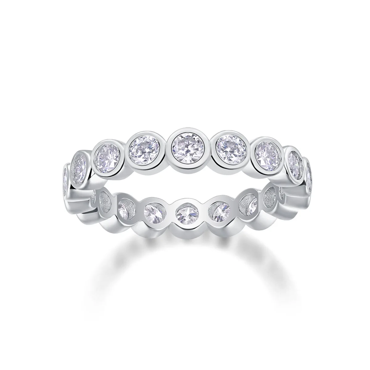 

S925 Silver 1ct D Color VVS1 Moissanite Full Eternity Ring Bezel Luxury Daily Engagement Wedding Stackable Band For Women