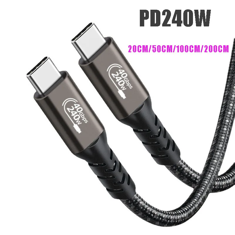 Short PD240W Fast Charging Cable USB4.0 40Gbps Type C to C Cable 8K@60Hz Video Cord for Huawei Switch Xiaomi iPad Pro Laptop