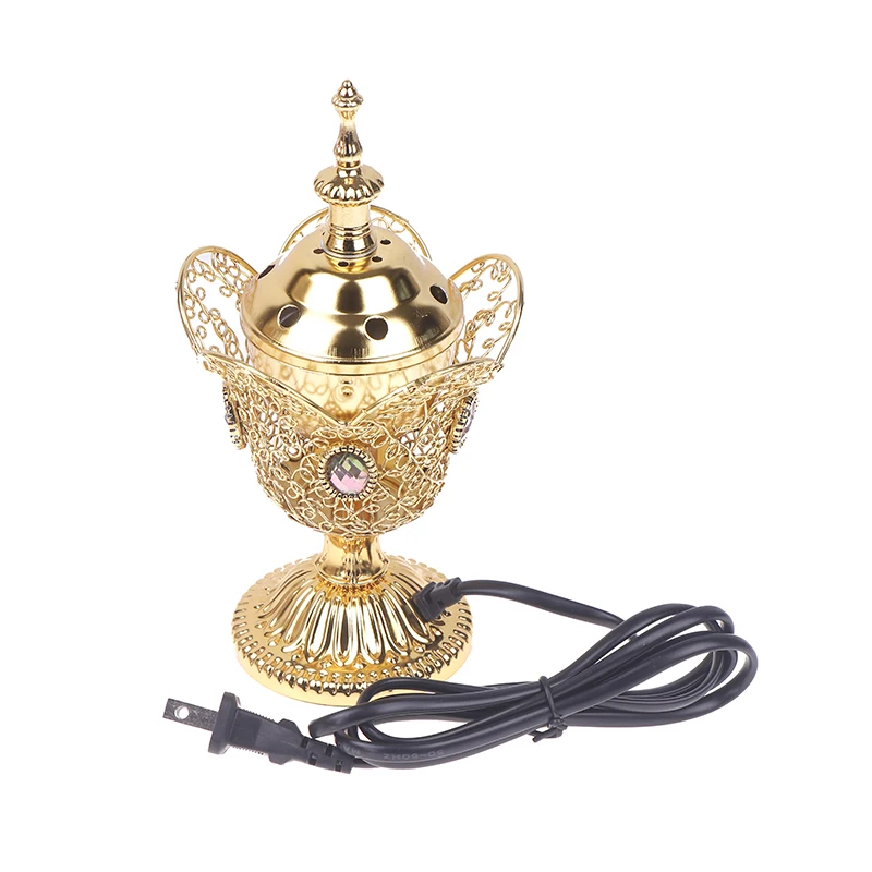 Metal Indoor Burner Middle East Church Electric Censer Metal Burner Vintage Sandalwood Burner (EU Plug)
