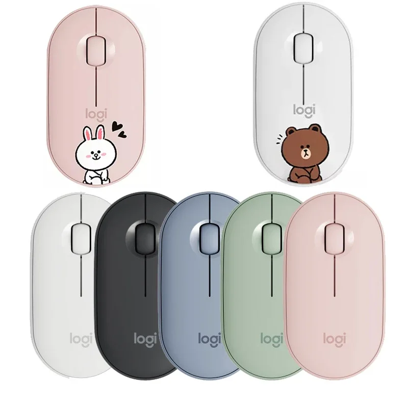 Logitech-ratón portátil PEBBLE POP M350, inalámbrico, Bluetooth, ligero y delgado, silencioso, batería de oficina, Usb, disponible